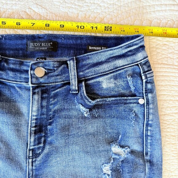 Judy Blue Boyfriend Fit Distressed Stretch Denim Jeans Size 7/28 - Picture 9 of 11
